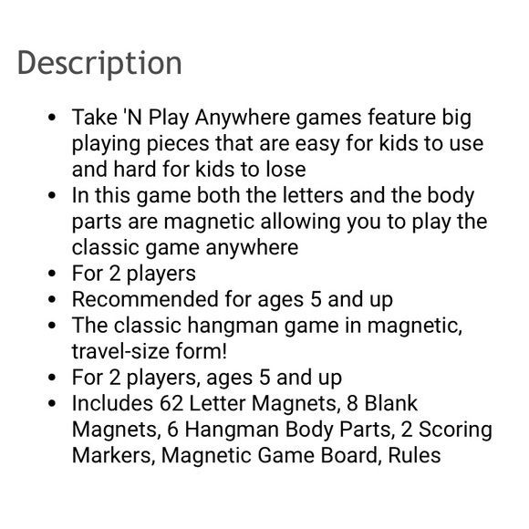 Take *N* Play Anywhere NIB Hangman Game Ages 5+ Sealed Metal Case 2 Players - Picture 14 of 15